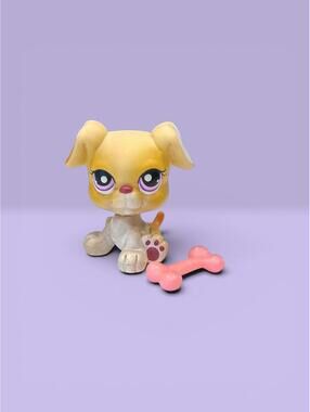 Littlest Pet Shop 2007 #451 Boxer Dog LPS With Bone Accessory